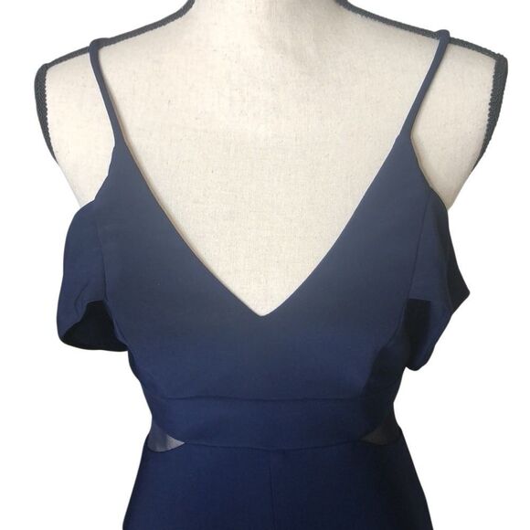 Xscape Navy Blue Off Shoulder Maxi Dress Sz 2 Black Tie, Wedding, Gala - Picture 4 of 16